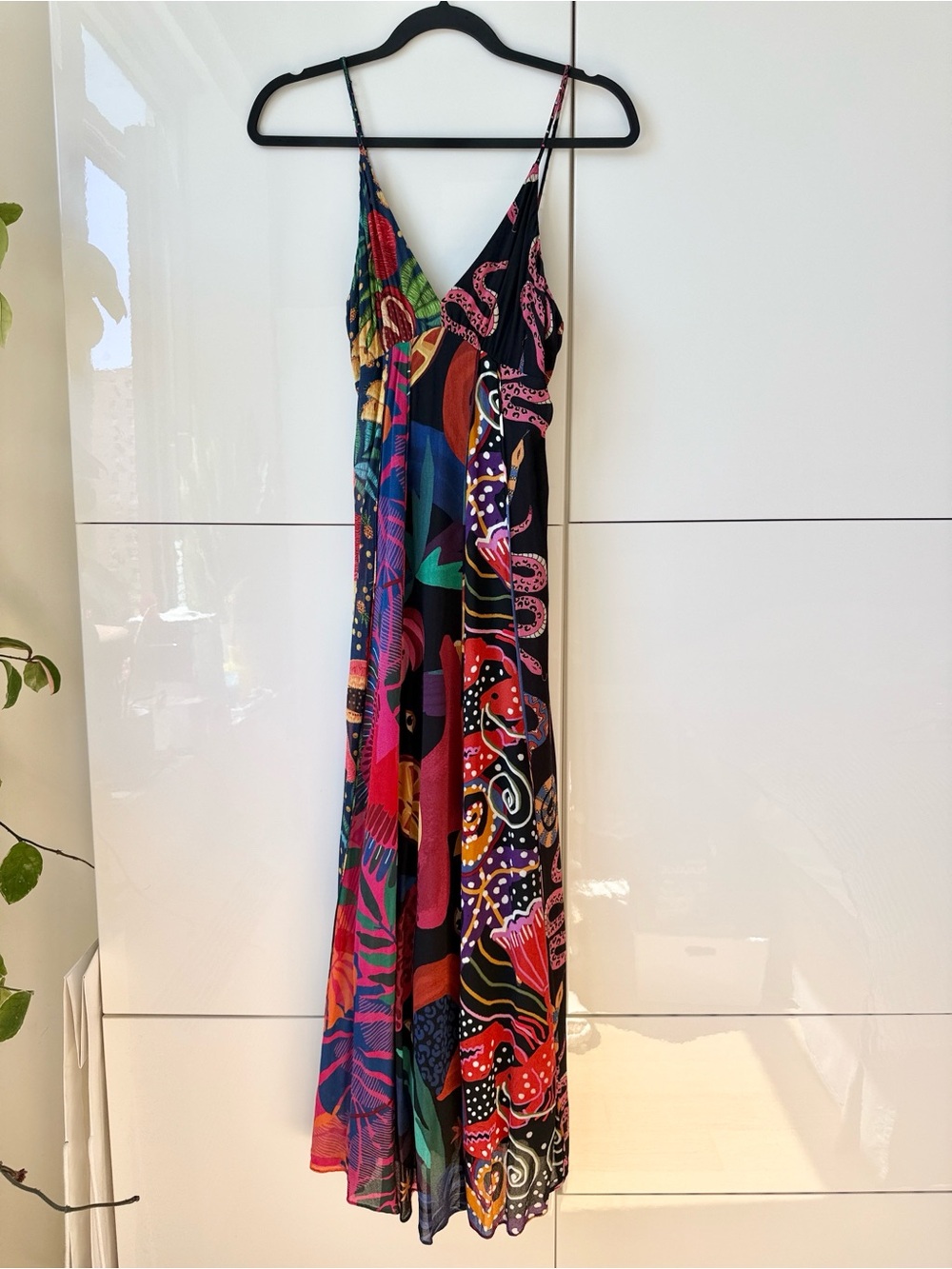 FARM Rio V-Neck Multicolor Printed Maxi Slip Dress